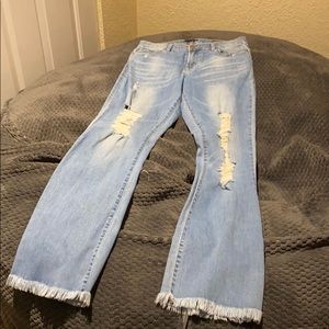 Bootcut weathered jeans